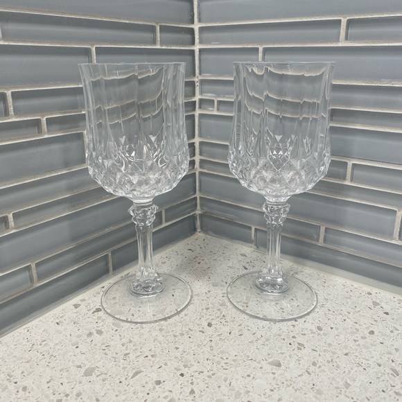 Ctistal D’arques Other - Vintage Cristal D'arques France Longchamp Cut Crystal Wine Glass 6 3/8” Set of 2